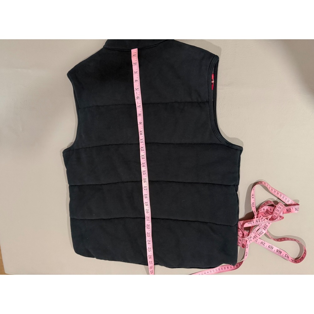 Polo Ralph Lauren Puffer Vest Mens L Black  Plaid Lined Fleece - Picture 5 of 12